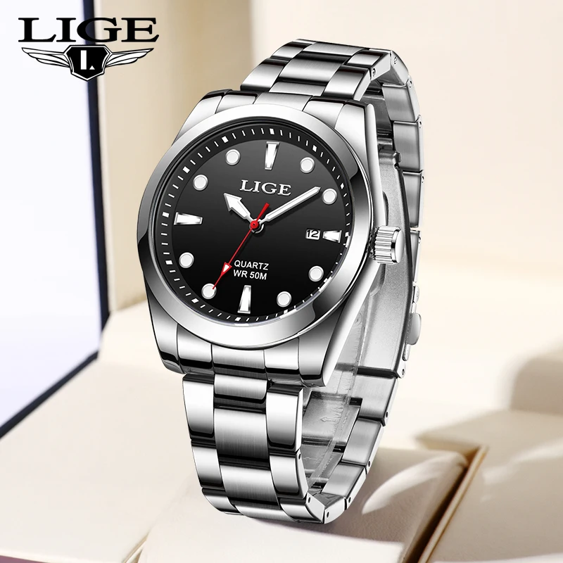 LIGE New Luxury Mens Watch Casual Fashion Quartz Wristwatches Sports 50M Waterproof Luminous Calendar Watches Men Gifts Reloj