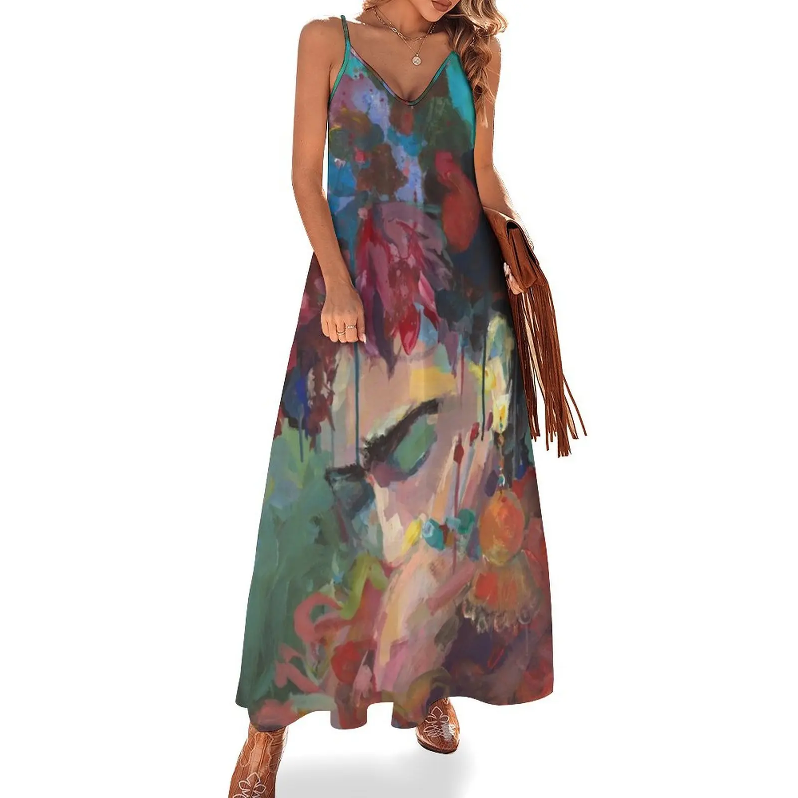 

With Flowers Sleeveless Long Dress Clothing long dresses for women Dress