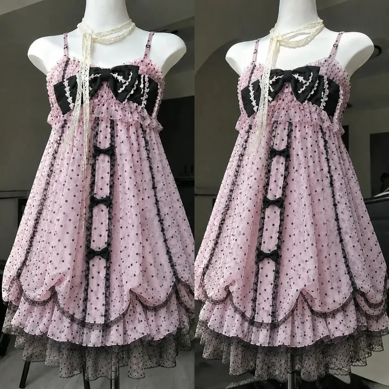 Gothic Retro Sweet Bud Mini Dress Women Harajuku Y2k Strap Dress Y2K Aesthetic Club Party Fashion Outfits image 6