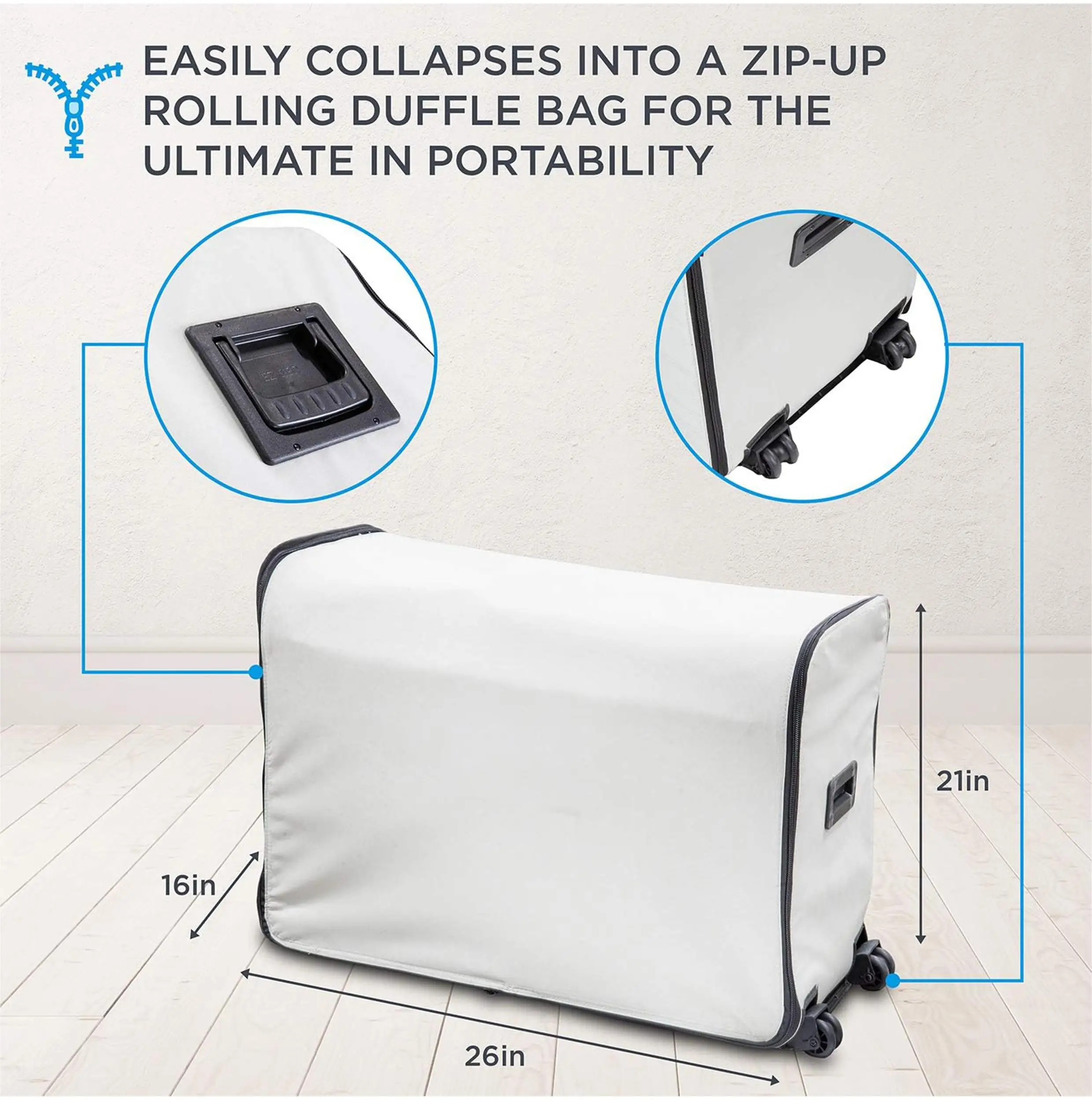 WOQI zelfopblazend opblaasbaar bed met frame en rolbox, geschikt voor reizen, vakantie, kamperen en entertainment