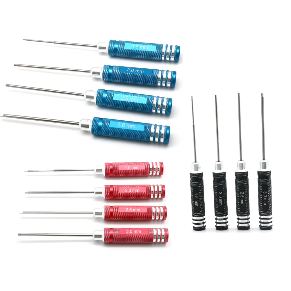 

4pcs RC Tools Hex Screw Driver Set Titanium Plating Hardened 1.5 2.0 2.5 3.0mm Screwdriver For Helicopter Toys