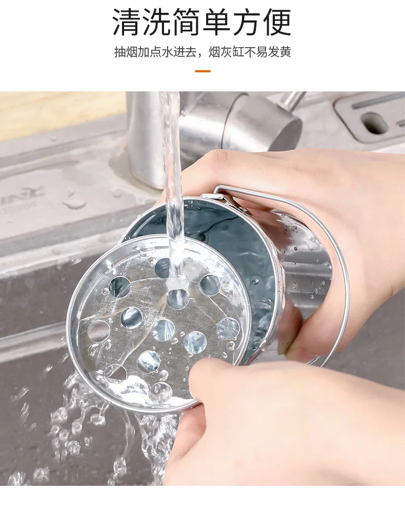 Großer Aschenbecher im Eimer-Stil mit Abdeckung aus Stahl, verzinkt, verzinkter Aschenbecher für Zuhause, Wohnzimmer, Aschenbecher für den Außenbereich, Aschenbecher, Mülleimer – Detail 8