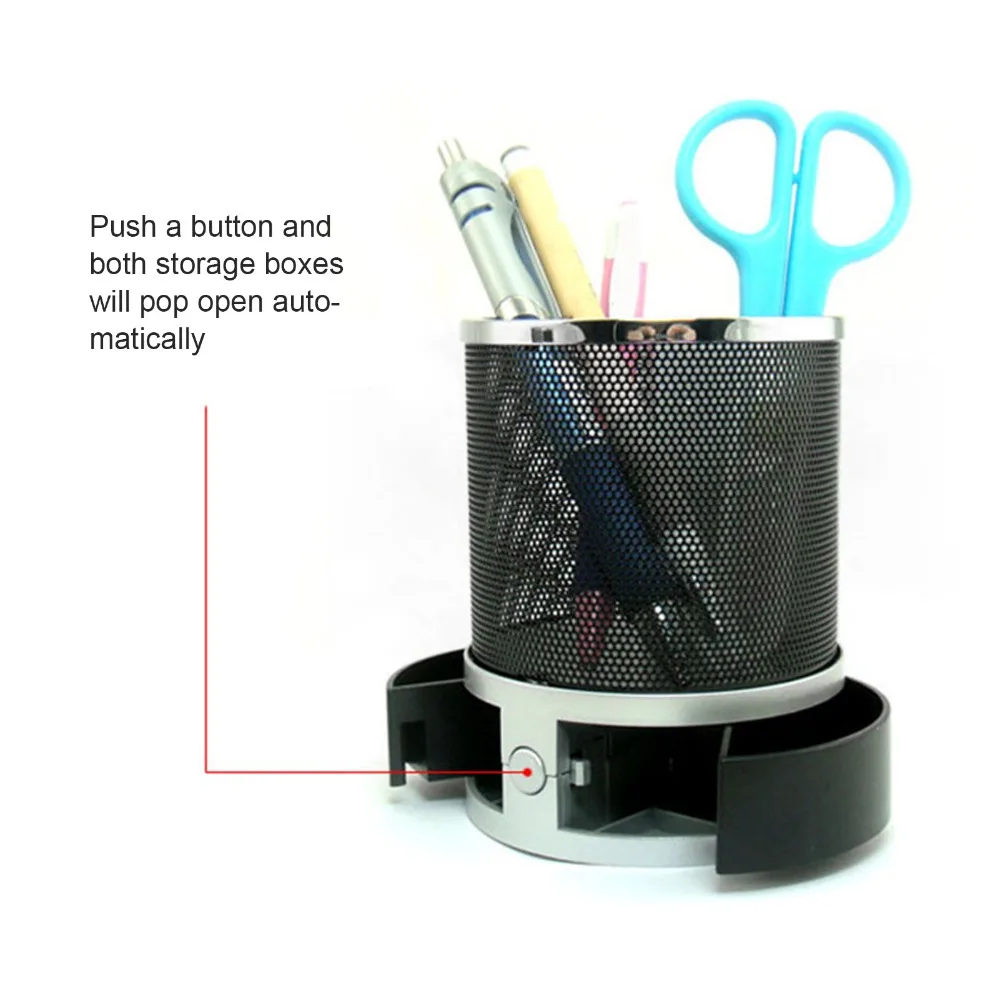 Temperature Detection Pen Holder Clock Iron Mesh Multi-Function Storage Pen Holder Circular Design Digital Alarm Clock Home
