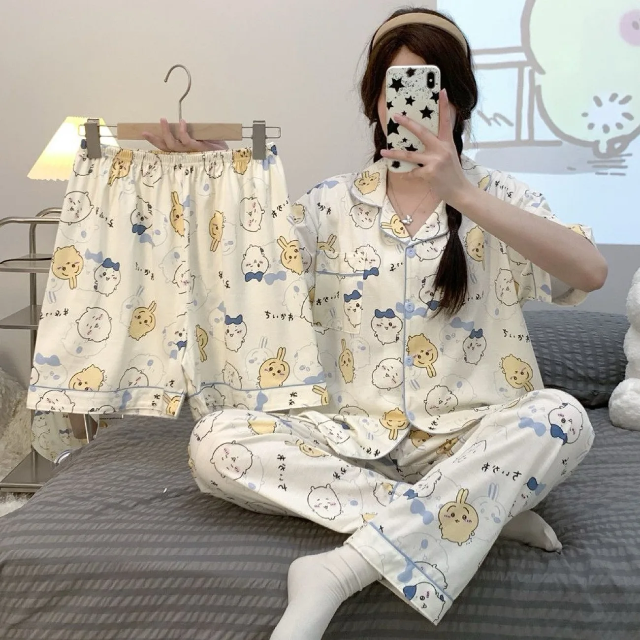 NEW Chiikawa Usagi pajamas cute cartoon homewear high quality moisture-wicking long sleeves Student pajamas Girl Kawaii Gift