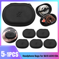 1-5PCS Universal Earphones Bag PU Leather Wired Earbuds Case Headphone Protective Storage Bag for BA10 AS10 ES4 KZ CAA