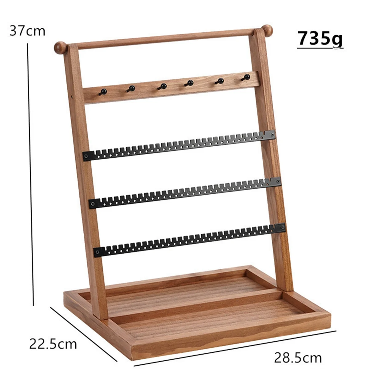 Wooden Jewelry Rack 5-Story Tower Display Jewelry Rack Removable Earrings Necklaces Rings Jewelry Stand with Drawer