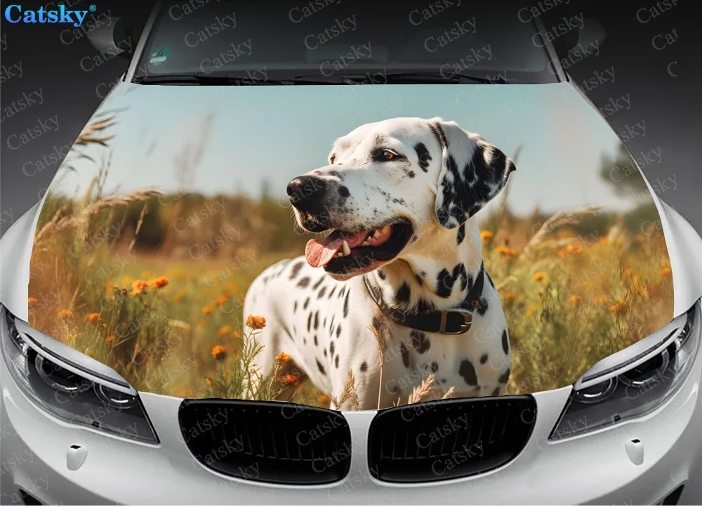 Dalmatian Dog Car Hood Vinyl Stickers Wrap Vinyl Film Engine Cover Decals Sticker Universal Car Hood Protective Film