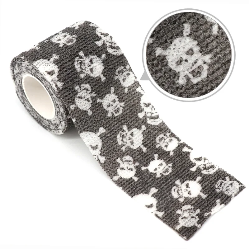 1/6/10 pcs 2024 New Skull Head Tattoo Handle Bandage Anti slip Sports Non woven Fabric Waterproof Self adhesive Elastic Bandage