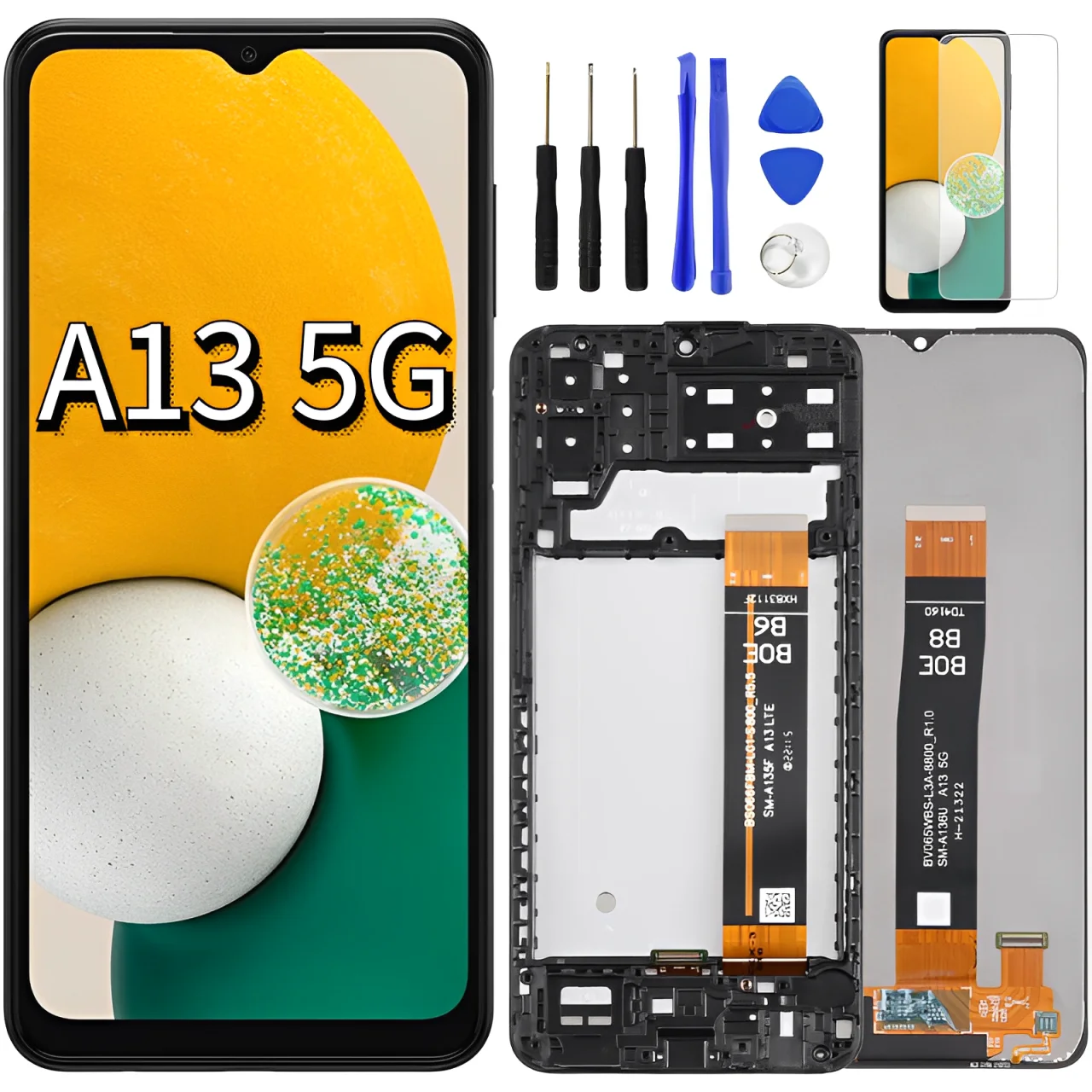 サムスンギャラクシーa13,6.5インチ,5g,SM-A136U, SM-A136B, SM-S136DL用のLCDタッチスクリーンデジタイザーディスプレイ