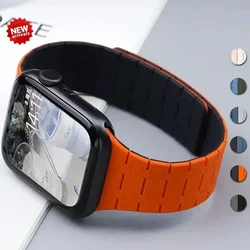 애플 워치용 마그네틱 실리콘 스트랩, 울트라 밴드, 49mm, 45mm, 41mm, 40mm, 44mm, 팔찌, 한국 iWatch 시리즈 8 SE, 7, 6, 5, 4, 38mm, 42mm