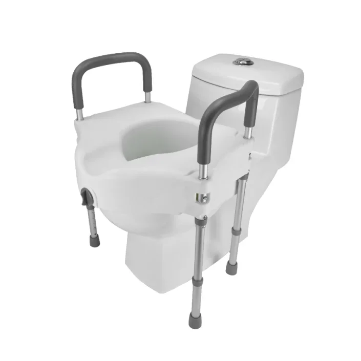 Elderly care products PE Durable Easily Self Assemble fashion design firm Detachable Raised Toilet Seat with armrest and Legs