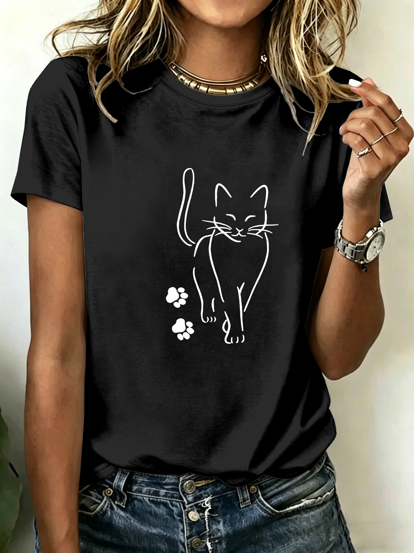 

Ladies Plus Size T-shirts, Short-sleeved Printed Tops, Loose and Casual, Soft, Comfortable and Breathable, for Leisure and Sport
