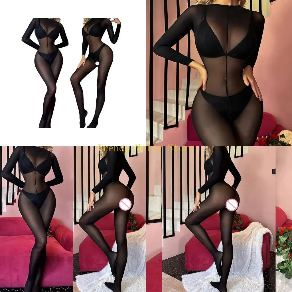 

N5KB Sexy Open Courtch Tody Stockings Женщины эротическое нижнее белье