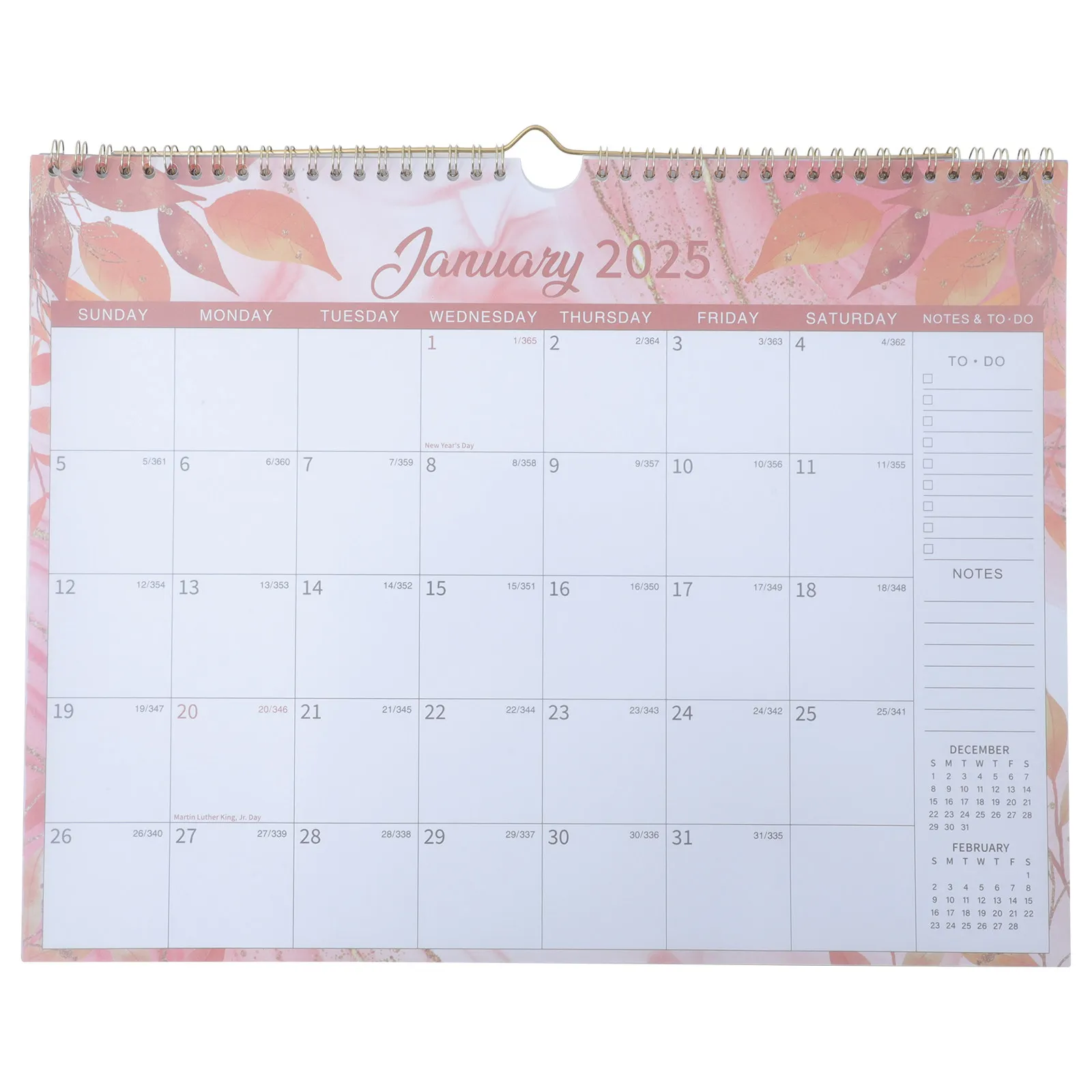 

Innovative Floral Spiral Bound Wall Calendar Large Size Office Desk Calendar Date Memo Event Planner for Family School Daily Use