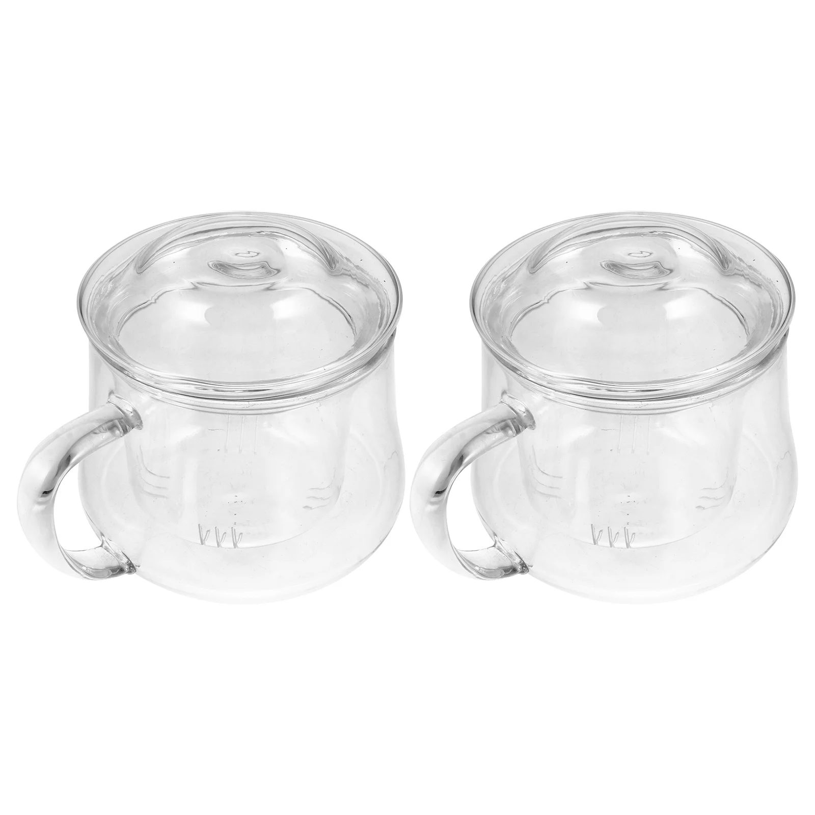 

2Pcs Heat Resistant Glass Tea Cups Tea Infuser with Lid Handle Practical Filtering Strainer for Home Office Cafe