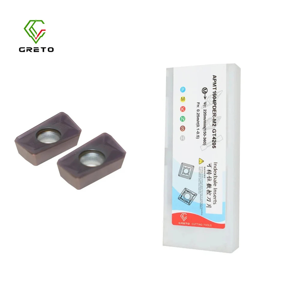 

GRETO APMT1604PDER-M2 GT4202 GT4205 Твердосплавные режущие фрезерные инструменты Пластины APMT APMT1604 APMT 1604 PDER APMT1604PDER M2
