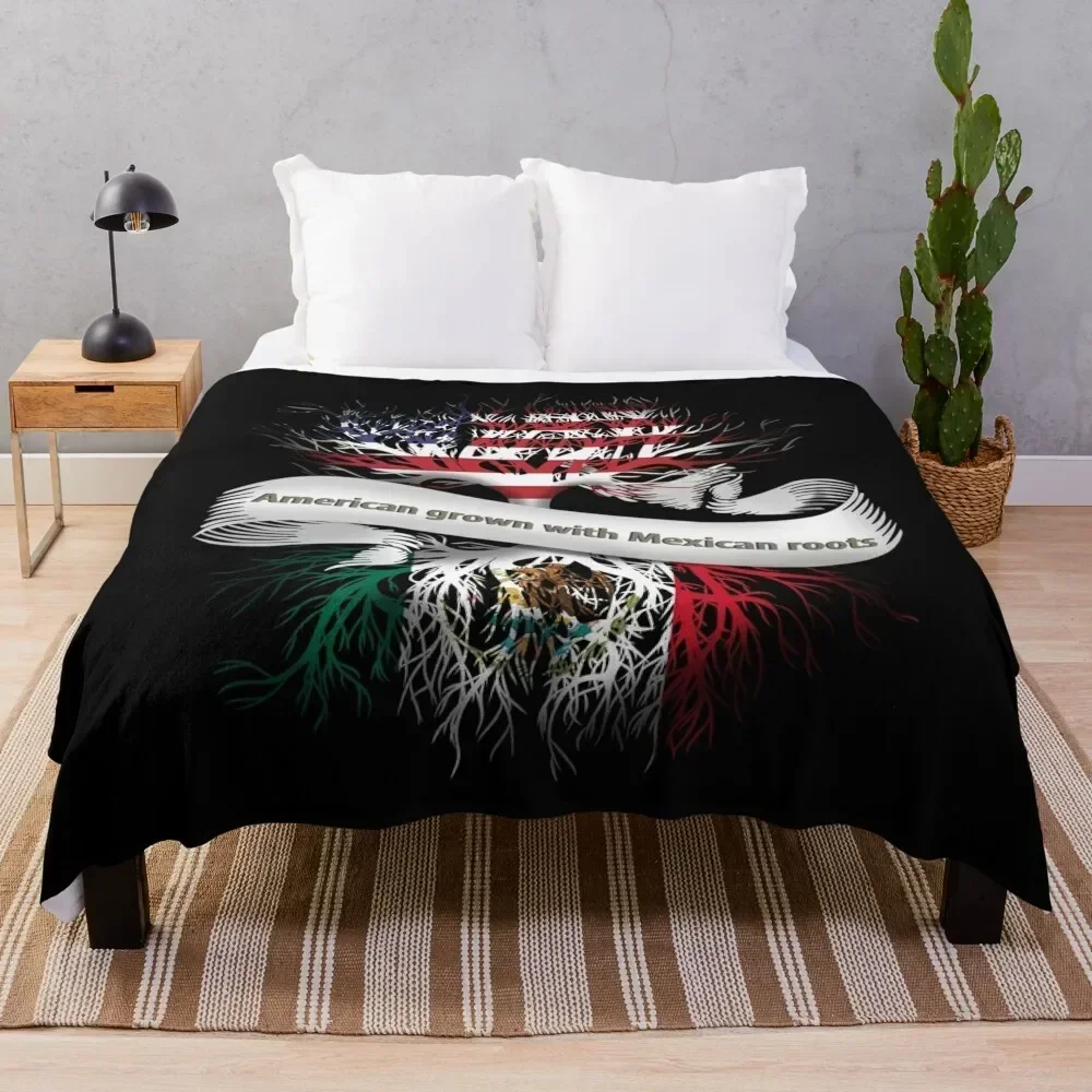 

American Grown With Mexican Roots Throw Blanket Wrinkle Resistant Lightweight Blanket