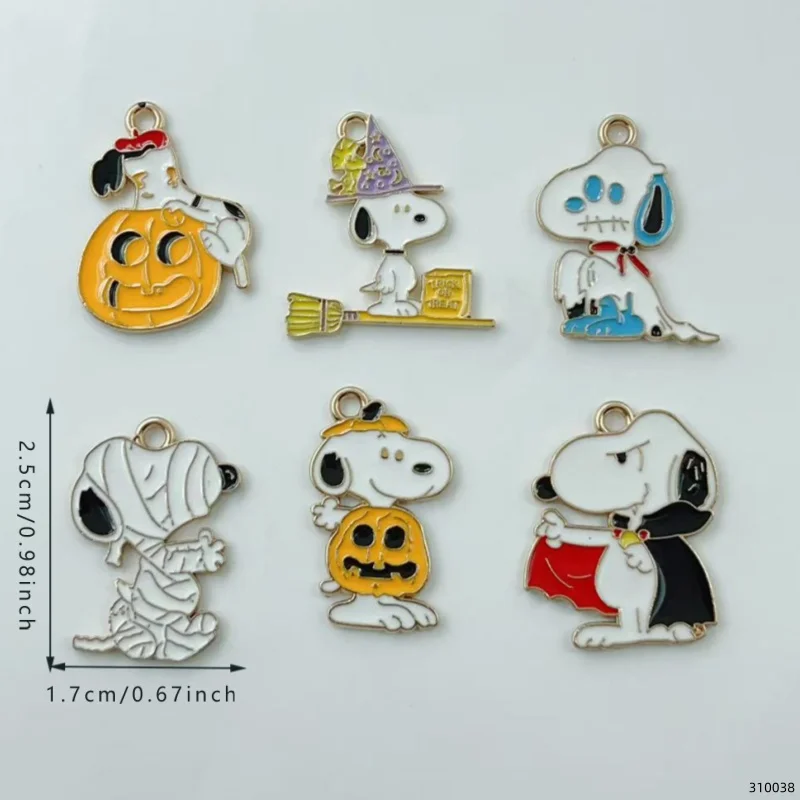 10Pcs Cute Halloween Cartoon Puppy Alloy Enamel Charms Pumpkin  Pendants DIY Jewelry Making Accessories view 6