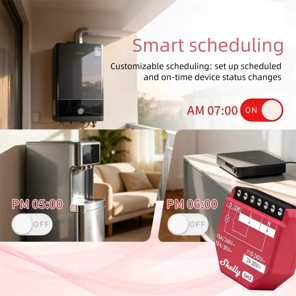 Shelly 1PM Gen3 Matter Smart Switch 16A with Power Metering Free Cloud Data  Energy Optimization Analysis for Home Automation
