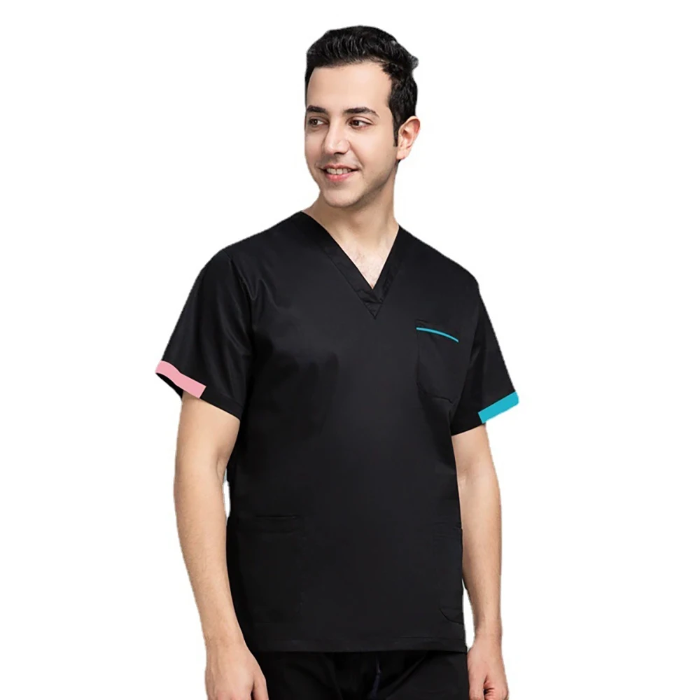 

Scrubs Uniform Suit Short Sleeve V-neck Tops Jogger Pants Set Nursing Uniform Hospital Operating Room Scrubs Unisex Scrubs Set