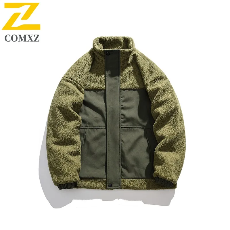 سترة شتوية للرجال من COMXZ للسفر في الشوارع عالية الجودة للسفر والتنزه سترة مبطنة بالقطن للمشي اليومي وياقة فضفاضة من الصوف