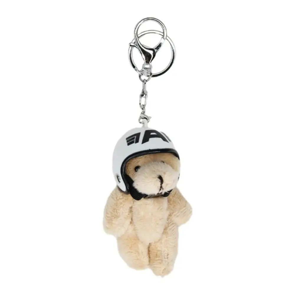 

The Four Limbs Moves Helmeted Bear Keychains Key Buckle Car Key Ornaments Plush Key Chain PP Cotton Cartoon Design Children