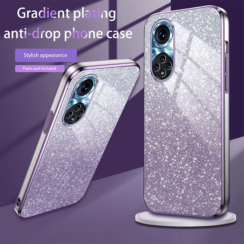 Transparent Star For Honor 50 Luxury Electroplated Glitter Case For Honor 50 Pro Honor 50 SE Soft TPU Bumper Phone Back Cover