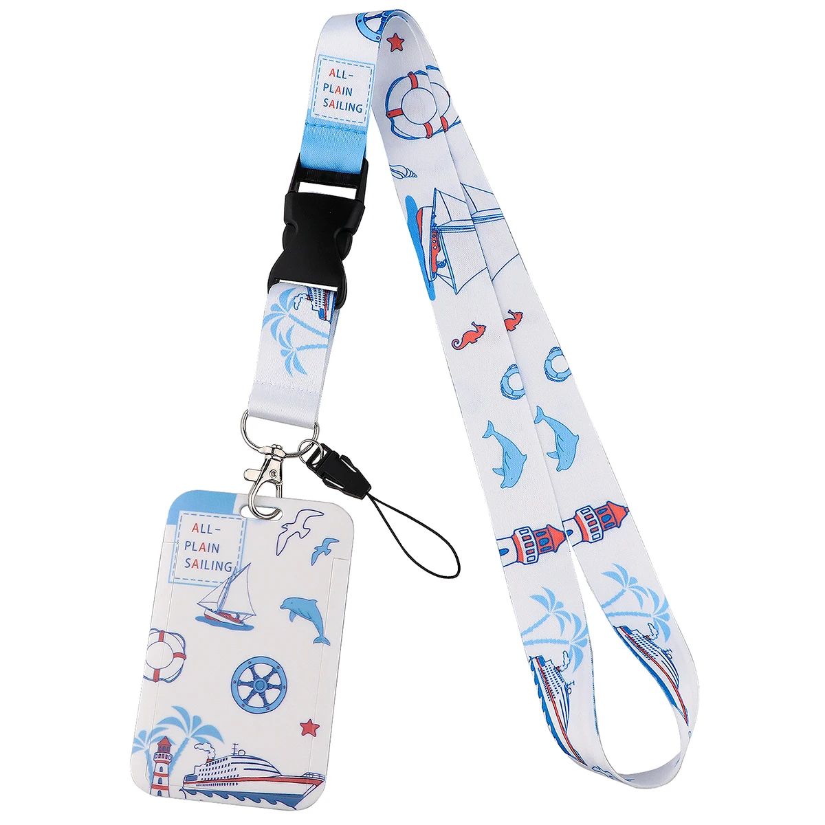 

Sailing Boat Lanyard For Keys Chain ID Credit Card Cover Pass Mobile Phone Charm Neck Straps Badge Holder Key Ring Accessories