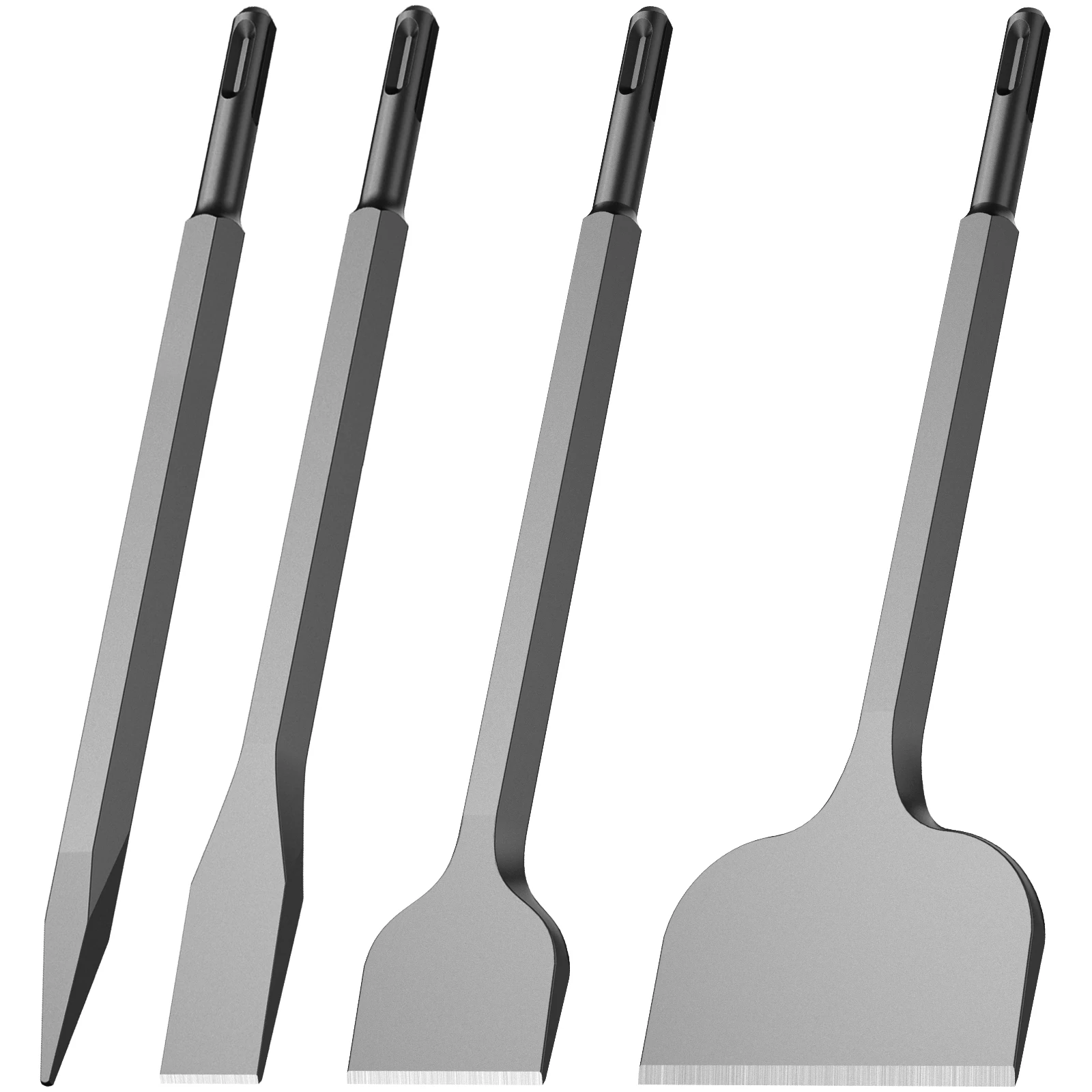 4 ชิ้น SDS Plus ชั้น Scraper ค้อนไฟฟ้าใบมีดถอดเปลี่ยนได้ Scaling Chisel Shovel สําหรับกระเบื้องอิฐคอนกรีตเครื่องมือกําจัด