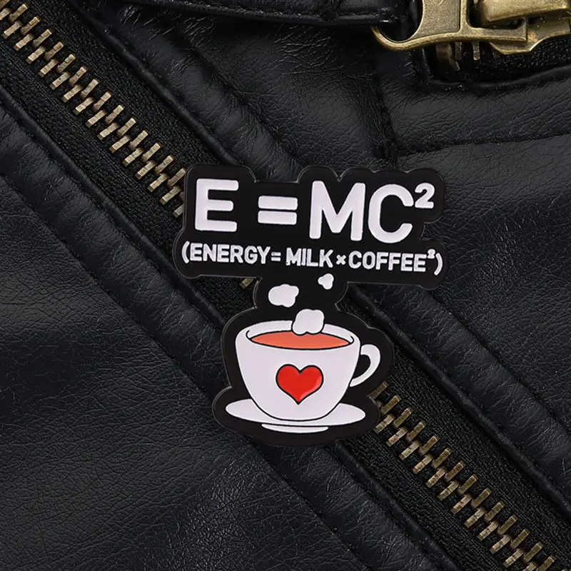 Energy Milk Coffee Formula Enamel Pin, Coffee Math Equation Brooch For Coffee Addicts And Science Nerds Style