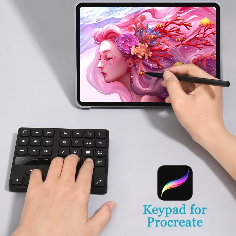 Portable Rechargeable Drawing Keyboard Wireless Keypad for Procreate Slim and Durable Designs, 35Keys, Long Life Drop Shipping