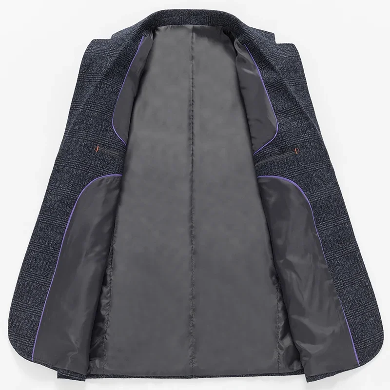 

2025 Spring Autumn Leisure Fashion Handsome Business Ironing Top Coat Men's Retro Plaid Suit High Quality Coat