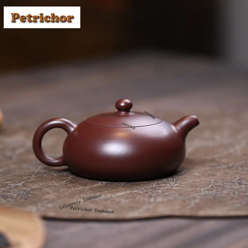150ml Ancient Yixing Purple Clay Teapots Handmade Half Moon Pot Raw Ore Purple Zhu Mud Kettle With Filter Chinese Zisha Tea Set