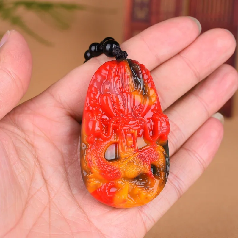 

Natural Colour Jade Chinese Dragon Pendant Necklace Charm ite Jewelry Carved Amulet Luck Gifts for Her Men Free rope