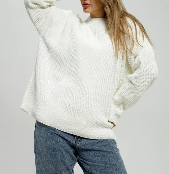 Słodki sweter damski Luźne swetry z dzianiny z okrągłym dekoltem Temperament Dojazdy do pracy Odzież codzienna Sweter z długim rękawem dla kobiet