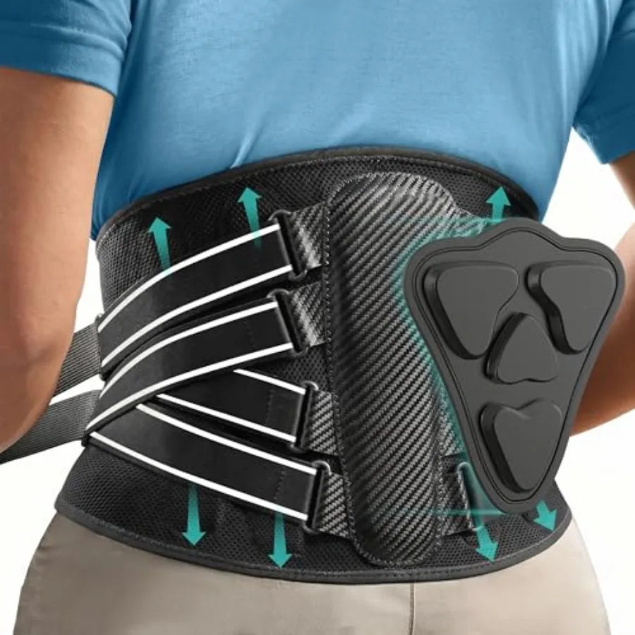 

Back Brace for Lower Back Pain - Wide Lumbar Panel, 7 Stays and 3D Triangle Pad, Breathable Back Support Belt for Men Women for
