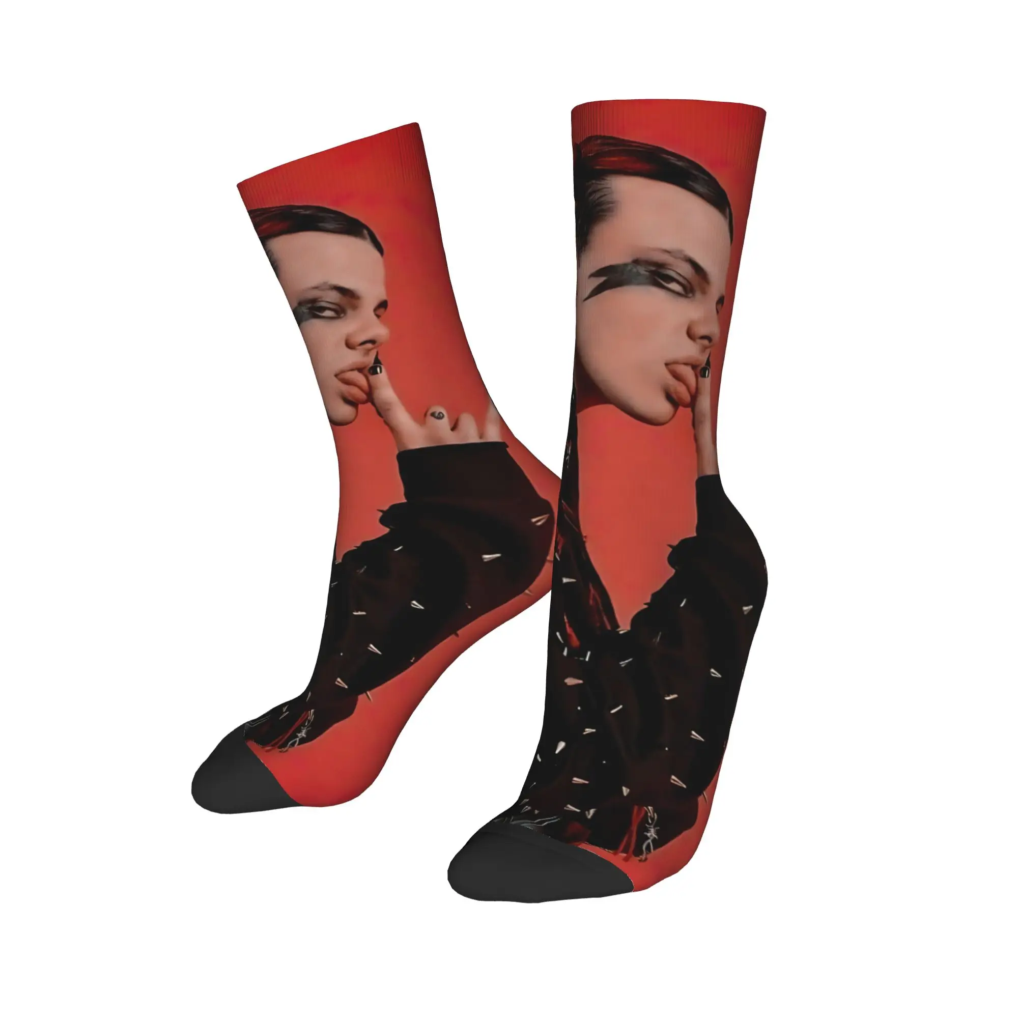 1 Pair Hip Hop Vintage The Hip Hop Infusion Crazy Men's compression Socks Unisex Y-Yungblud Harajuku Pattern Printed Funny