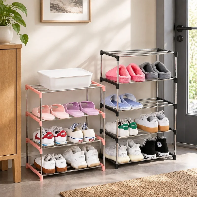 Étagère à chaussures compacte à 3-4 niveaux avec plusieurs étages pour des solutions de rangement optimisées à la maison