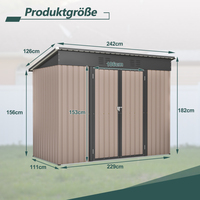 brown weatherproof garden shed Metal shed Incl. metal foundation ,  for outdoor garden terrace,8x4 FT