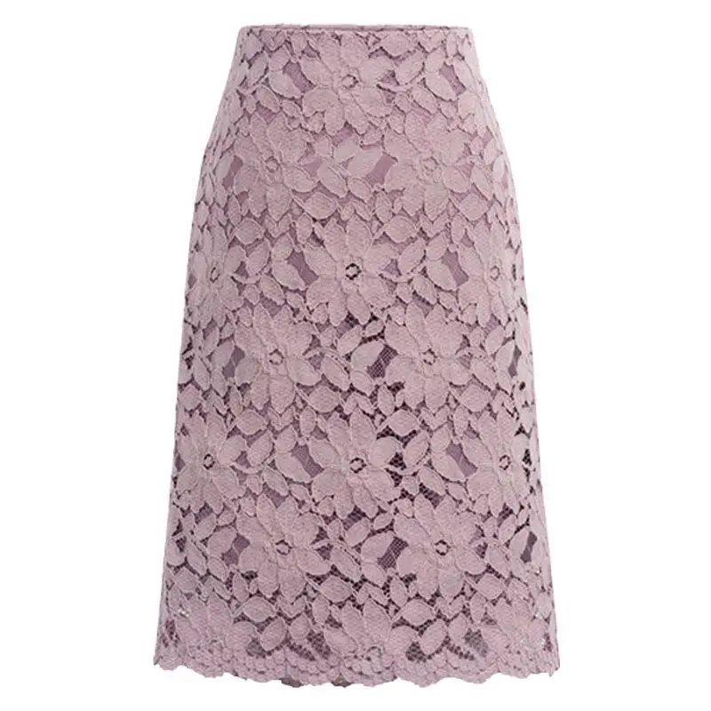 Summer New Style Women's Lace Half Skirt Bodycon Skirt Cross-Border mid Waist Straight Batwing Shape Formal Occasion