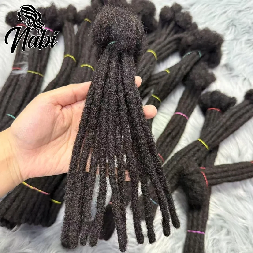 Nabi Loc Extension Human Hair 6-20 inch 80 Strands Full-head Handmade 100% Human Hair Dreadlock Extensions for Men Women
