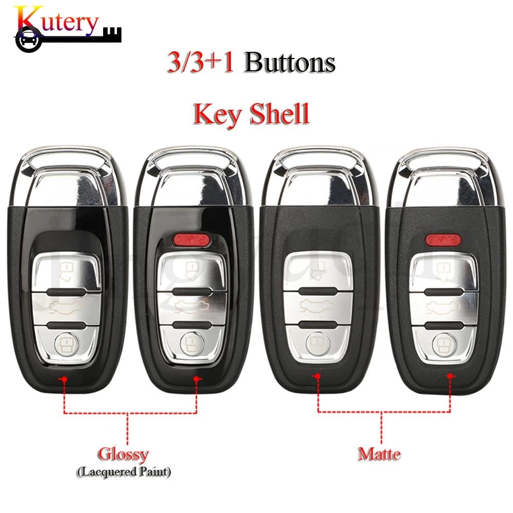 jingyuqin Keyless Go Remote Smart Car Key Shell For Audi Q5 A4L A5 A6 A7 A8 RS4 RS5 S4 S5 3/4 Buttons Glossy/Matte Replacement