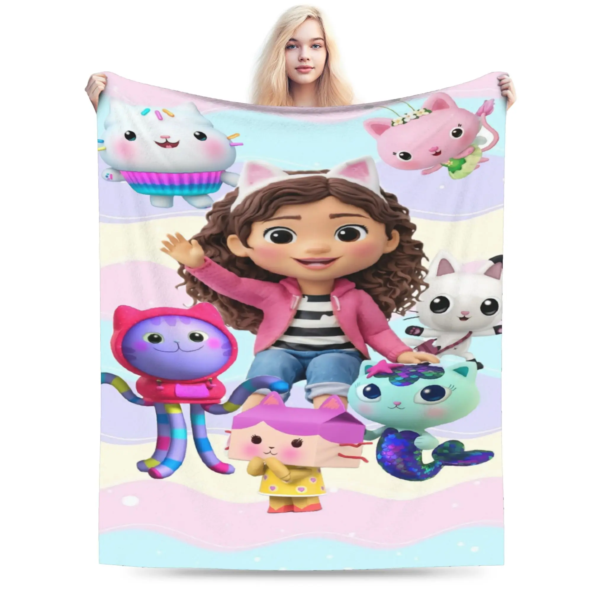 Gabbysed dollhouses Blankets  Warm Soft Funny Plush Throw Blanket For Girls Boys Living Room Flannel Bedspread Bed Cover