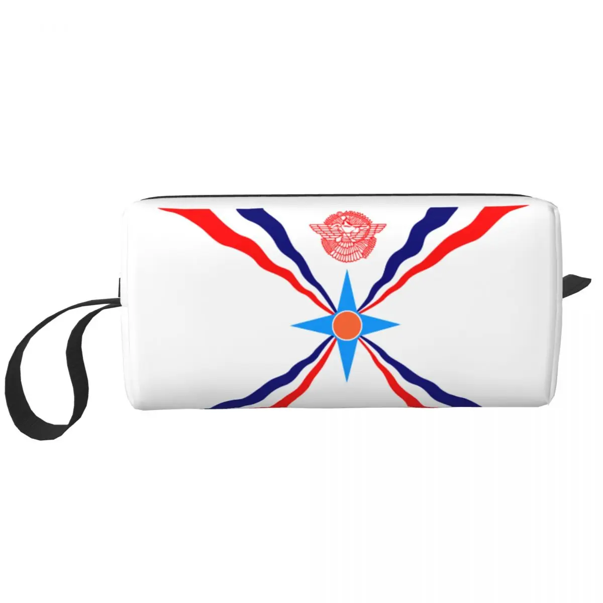 Custom Assyrian Flag Travel Cosmetic Bag Women Aramean Proud Makeup Toiletry Organizer Lady Beauty Storage Dopp Kit