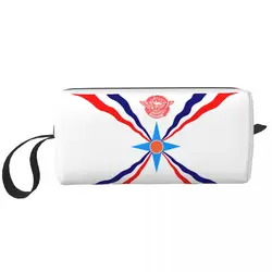 Custom Assyrian Flag Travel Cosmetic Bag Women Aramean Proud Makeup Toiletry Organizer Lady Beauty Storage Dopp Kit