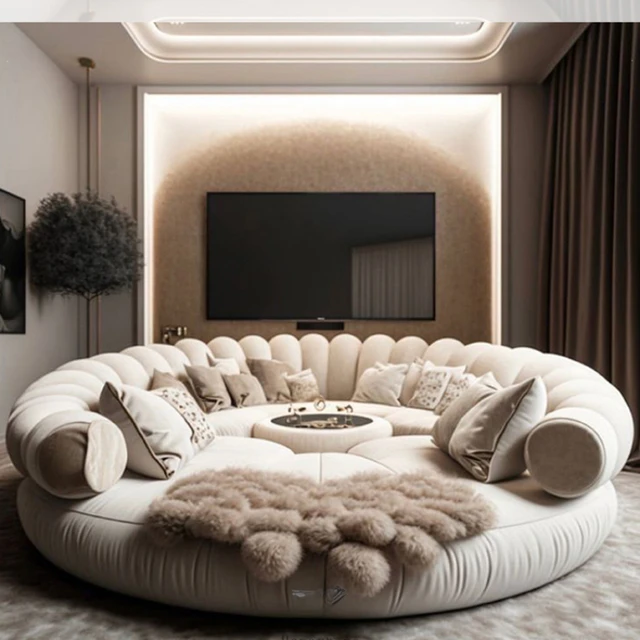 Cream style sofa, circular free combination, round bed, large master  bedroom, large unit, cream style sofa - AliExpress 1503