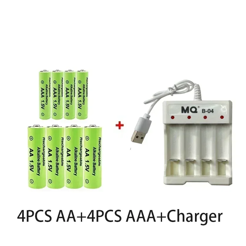 AA +AAA Battery New 1.5VRechargeableBattery AA3800MAH AAA3000MAH with Charger for LED Flashlightorelectronicdevices