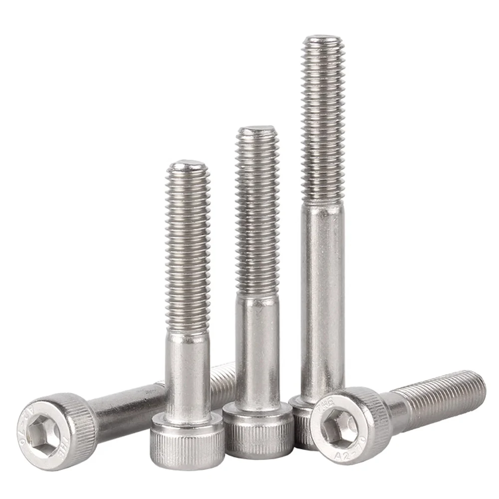 DIN912 SUS304 A2 Stainless Steel Knurled Cap Head Screws UNC 8#-32 To 5/8-11 Hex Socket Partial Thread Allen Bolts