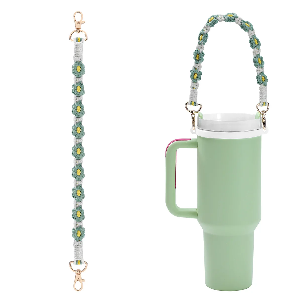 portable hand made lanyard Daisy cup hanging accessories bottle for 40oz stanley tumbler unisex gift travel out-door