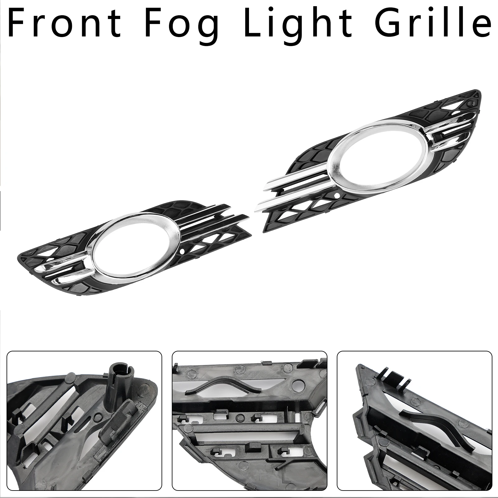 Front Fog Light Grill Chrome Trim Cover Set Fit for Mercedes-Benz E-CLASS W211 2007 2008 2009